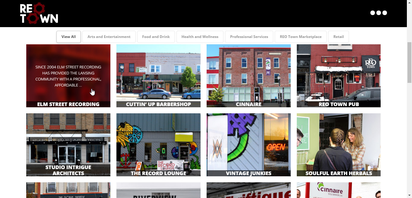 REO Town - Directory Page Screenshot